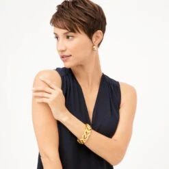 Apollo Post Hoop Earrings -Style Haven Shop apollo post hoop earrings brushed gold 1