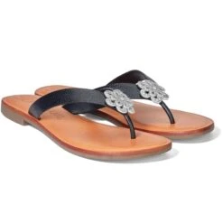 Aster Flower Thongs -Style Haven Shop aster flower thongs black 0