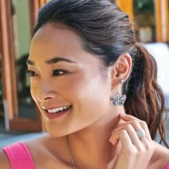 Colormix Butterfly French Wire Earrings -Style Haven Shop colormix butterfly french wire earrings silver multi 2