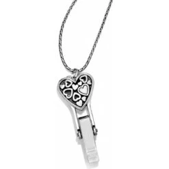 Style Haven Shop -Style Haven Shop floating heart badge clip necklace silver gold 1 afee7dd7 f4df 47f8 b4e0 c62c7d31ea34