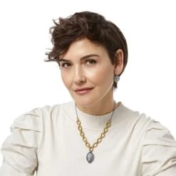 Golden Moon Short Necklace -Style Haven Shop golden moon short necklace gold gray 3