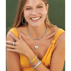 La Farfalla Tile Necklace 11 La Farfalla Tile Necklace -Style Haven Shop la farfalla tile necklace silver multi 4