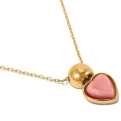 Loving Heart Necklace -Style Haven Shop loving heart necklace gold pink 2