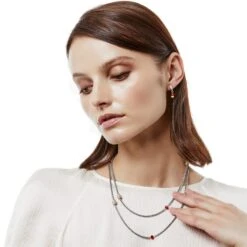 Meridian Red Two Tone Long Necklace -Style Haven Shop meridian red two tone long necklace gold red 4