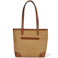 Tara Straw Tote -Style Haven Shop tara straw tote natural bourbon 2